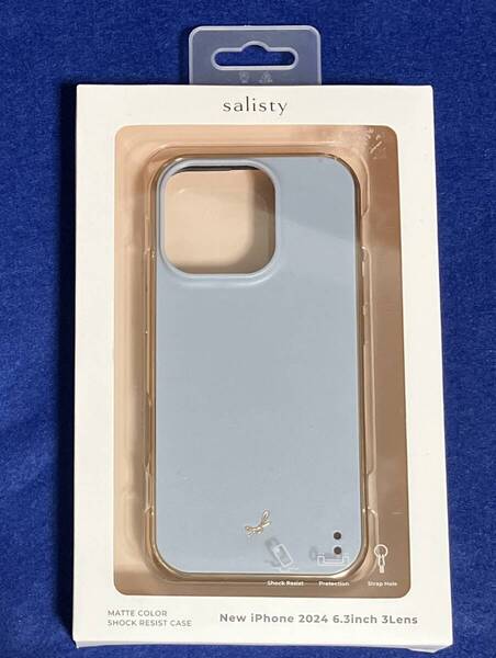 iPhone16Pro HAMEE salisty マットカラー耐衝撃ハードケース パウダーブルー