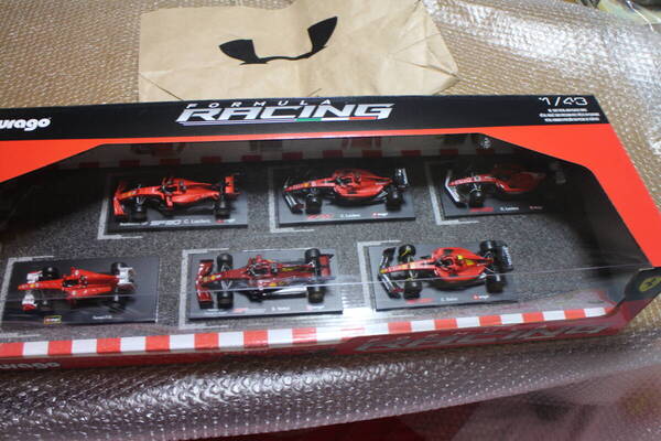 ミニかー ブラーゴ F1 フェラーリ Bburago - FORMULA RACING 1/43 6台セット 2010年、2019年、2020年、2023年モデル 新品
