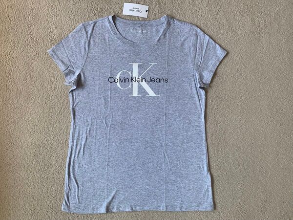 新品! カルバンクライン ジーンズ ckロゴ Tシャツ Mサイズ グレー/ホワイト/ブラック 半袖 カットソー Calvin Klein