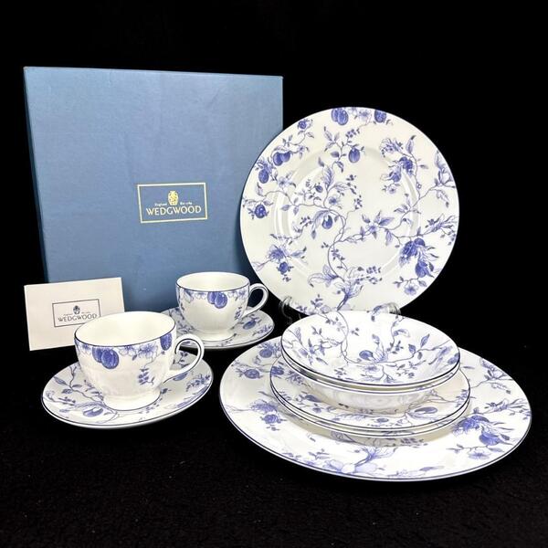 ☆未使用☆ウェッジウッド WEDGWOOD BLUE PLUM ブループラム 食器 2客 10点セット プレート ボウル カップ&ソーサー 平皿 深皿