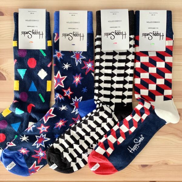 Happy Socks メンズ ロング 4足セット 新品タグ付きハッピーソックス