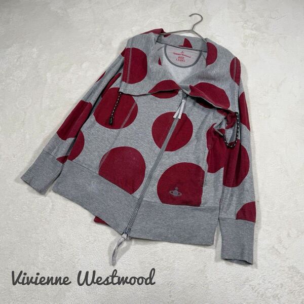 Vivienne Westwood ドット オーブ刺繍 変形 パーカー M ヴィヴィアンウエストウッドレッドレーベル ビッグカラー 水玉 y2k オーブ