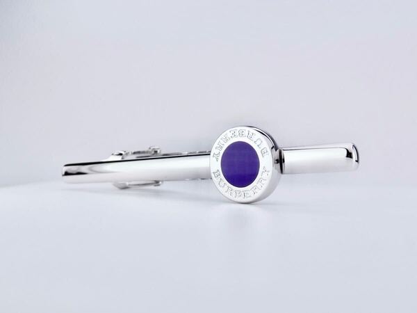 BURBERRY ブルー ラウンドロゴ バーバリー ネクタイピン タイピン タイバー tie bar 箱付き 7-7-307