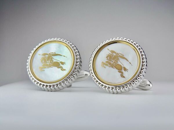 BURBERRY マザーオブパール シェル バーバリー カフス カフリンクス cufflinks 箱付き 7-7-311