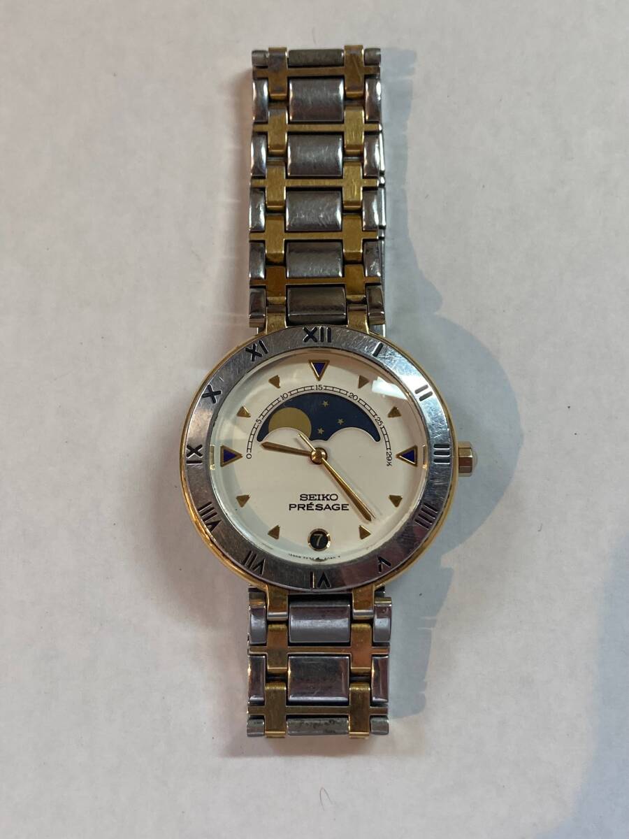 激レア! SEIKO PRESAGE セイコープレサージュ　ムーンフェイズ　稼働 J-9748| セイコー PRESAGE プレサージュ ムーンフェイス