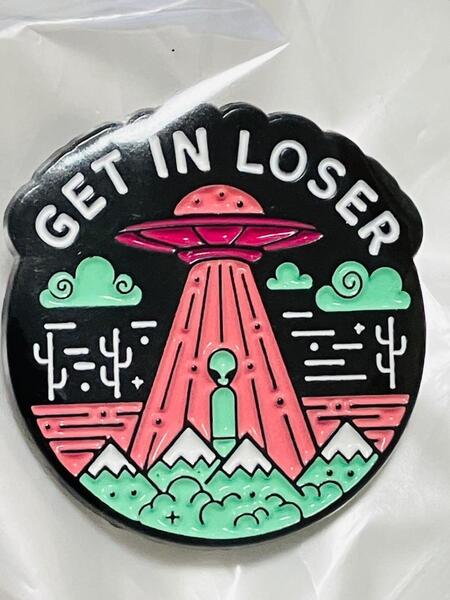 新品 送無★☆ピンバッジ UFO get in loser★宇宙人 UMA 宇宙☆★オシャレ ピンバッチ ピンバッヂ 未確認飛行物体 未確認生物 ムー