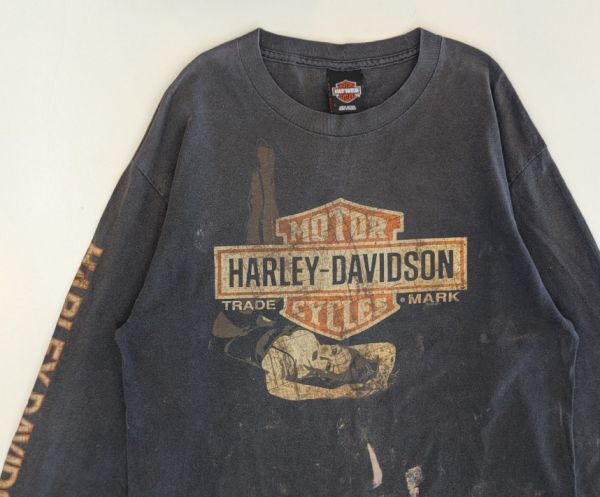 H7878 HARLEY-DAVIDSON ハーレーダビッドソン ロンT 長袖Tシャツ バックプリント 2011年製 メキシコ製 フェード L
