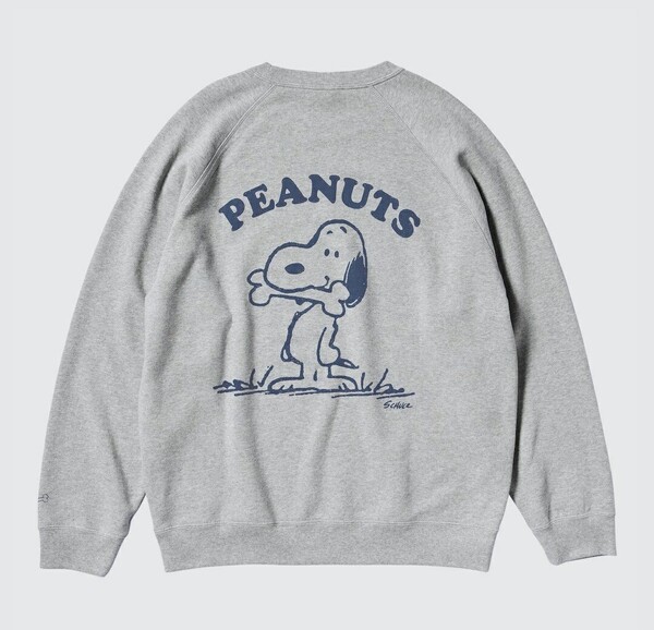 Mサイズ 新品 ピーナッツ ユニクロ スウェットシャツ スヌーピー 長袖 薄手トレーナー PEANUTS グレー 本体綿100 uniqlo 男女兼用 送料無料