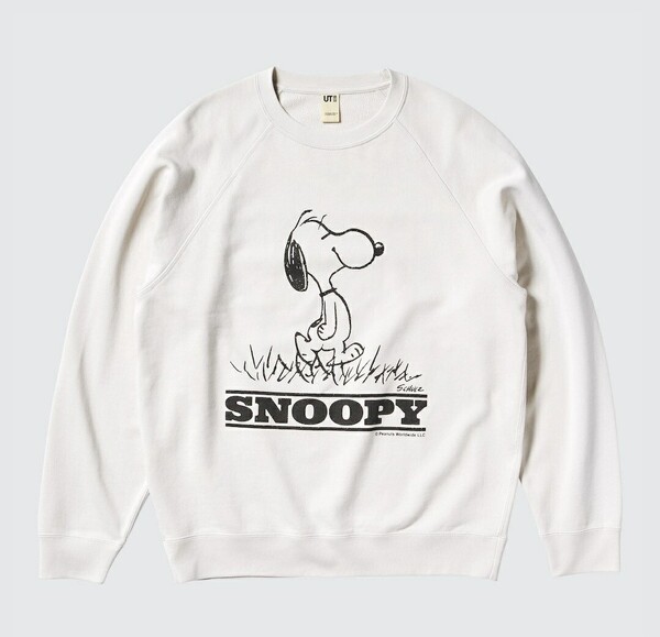 XL 新品 ピーナッツ ユニクロ スウェットシャツ スヌーピー 長袖 薄手トレーナー PEANUTS ライトグレー 本体綿100 uniqlo 男女兼 送料無料