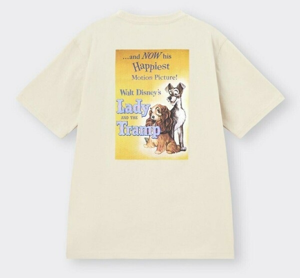 XXLサイズ GU 新品 Disney わんわん物語 レディ トランプ 5分袖 ナチュラル Tシャツ 綿100 犬 ディズニー 大きいサイズ 3L 送料無料