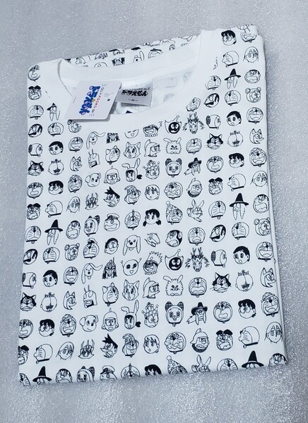 Mサイズ 新品 ASOKO ドラえもん 映画キャラクター 総柄 半袖 白 Tシャツ のび太 ジャイアン スネ夫 しずか GU ジーユー 綿100% 藤子F不二雄