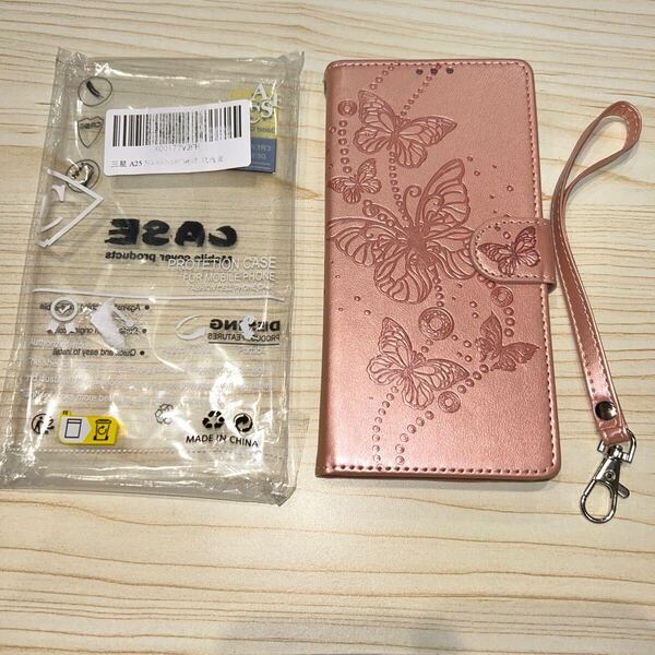 c506 Galaxy A25 5G ケース 手帳型 カード収納 スタンド機能 高級PUレザー 全面保護 軽量 耐衝撃 レディース ローズゴールド