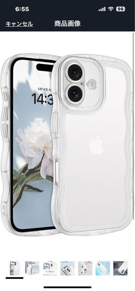 e565 iPhone16 用 ケース クリア 波型 うねうね かわいい ソフト 超軽量 耐衝撃 指紋防止 ストラップホール付き スマホケース クリア