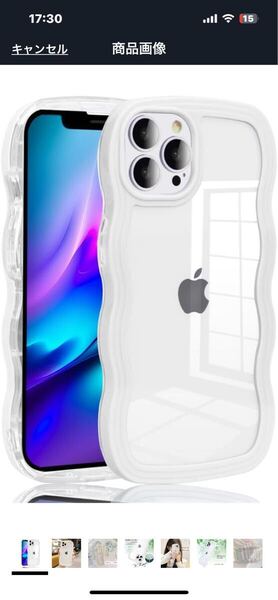 f493 iPhone 13 Pro Max 用 ケース クリア 透明 TPU ウェーブ ソフト 滑り止め 軽量 耐衝撃 ストラップホール付き 6.7インチ (ホワイト)