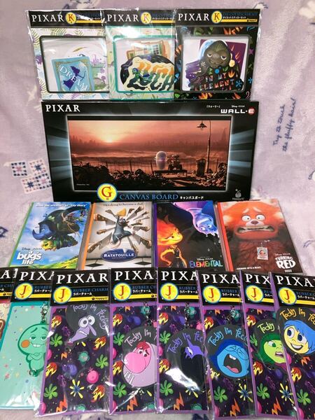 Happy くじ PIXAR G賞 キャンバスボード&H賞 ポストカードブック&K賞 ダイカットステッカー16種セット