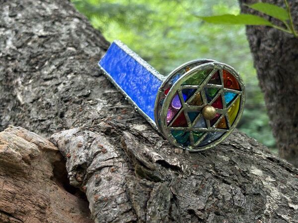 【万華鏡/カレイドスコープ】六芒星・ミルフィオリ★ステンドグラス(18cm)ハンドメイド・手作り★送料無料A