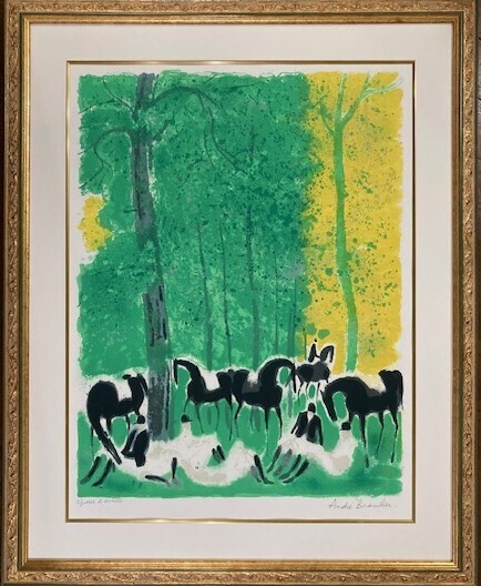 【特価】 ≪ アンドレ ブラジリエ ≫ オリジナル リトグラフ【石版画】 LE REPOS DES CAVALIERS 1971年 ANDRE BRASILIER