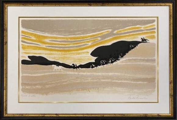 【特価】 ≪ アンドレ ブラジリエ ≫ オリジナル リトグラフ【石版画】 CAVALIERS DAUS LES DUNES 1974年 ANDRE BRASILIER