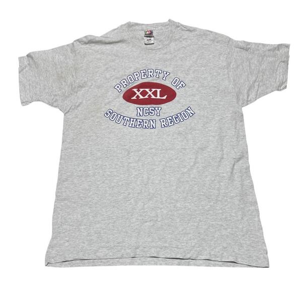 90sシングルステッチUSA製 半袖Tシャツ ユダヤ教 ロゴT夏物古着j36① XL相当
