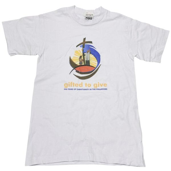 US古着 半袖Tシャツ キリスト教 フィリピン 十字架 ホワイト夏物古着j38 M相当