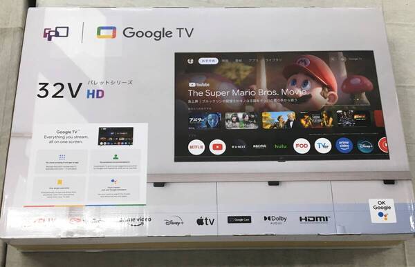 【25年製/未使用品】FPD チューナーレステレビ 32V型 720P Google TV ネット動画対応 スマートテレビ HDR10対応 CG32-P2