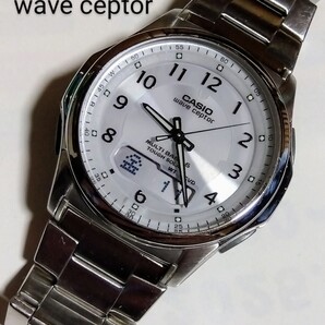 CASIO腕時計 wave ceptor WVA-M630 ソーラー電波 ホワイト クリーニング済 フリー調整バンド 薄傷あり 状態良好