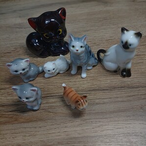 ★ 陶器 猫の小さな置物セットBONE CHINA 日本製 時代物