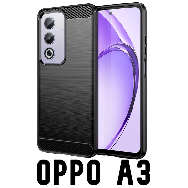 OPPO A3 ブラック スマホケース 上下炭素(ゆうパケ)