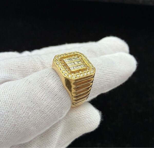 【GOLD】【美品】K18 18K 18金 ダイヤモンド ゴールドリング