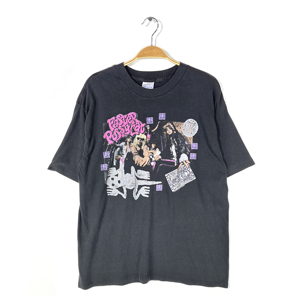 【送料無料】80s ファスタープッシーキャット USA製 ヴィンテージTシャツ ロックTシャツ ブラック FASTER PUSSYCAT メンズXL相当 @AB0030