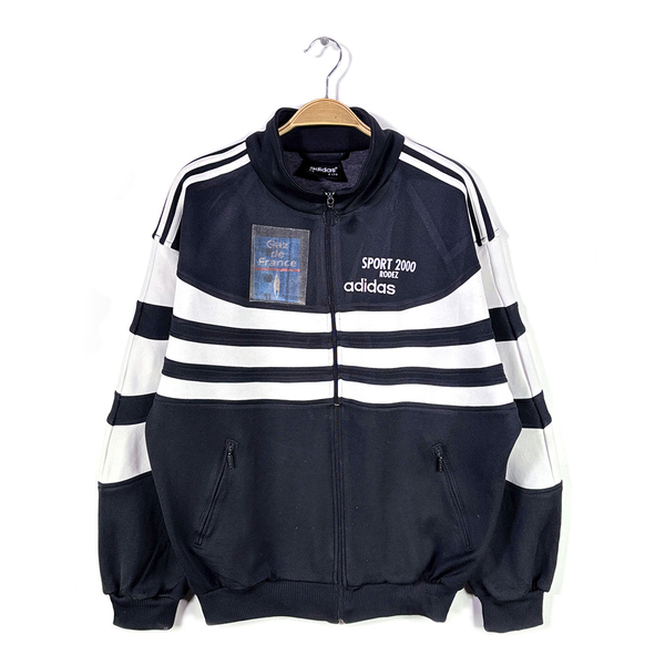 【送料無料】90s アディダス トラックジャケット ユーロ ヴィンテージジャージ ドルマンスリーブ GAZ DE FRANCE 白黒 adidas M @CK0221