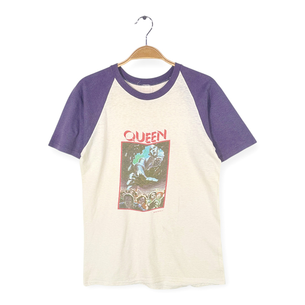 【送料無料】70s クィーン ヴィンテージTシャツ ロックTシャツ 世界に捧ぐ NEWS OF THE WORLD バンドT QUEEN メンズS相当 古着 @AAA1501