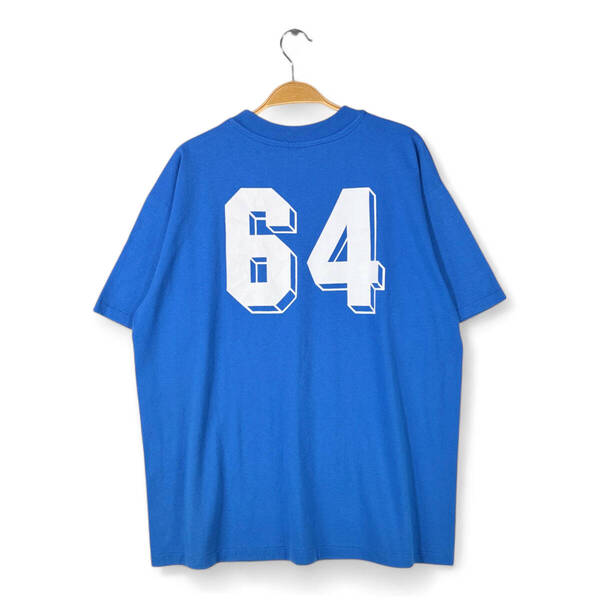 【送料無料】80s ヘインズ USA製 ヴィンテージTシャツ ナンバリング 背番号 MUSIC MEDICAL CENTER シングルステッチ ブルー XL @BZ0457