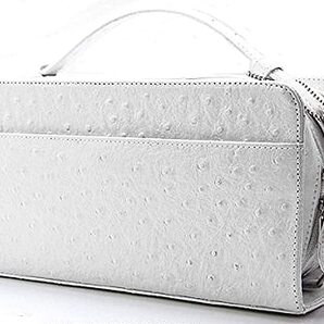 【ブラックフライデータイムセール】【送料込み】【限定】【新品】【税込み】牛革オーストリッチ型押し☆ダブルファスナーセカンドバッグWH