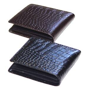 【ブラックフライデータイムセール】【送料込み】【限定】【新品】【税込み】牛床革クロコダイル型押し☆小銭入れ付き☆ショートウォレット