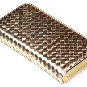 【今月イチオシ限定SALE】【送料込み】【激安】【新品】【税込み】シープレザー羊革 編み込みメッシュ加工 ラウンドロングウォレット GD