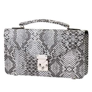 【今月イチオシ限定SALE】【送料込み】【激安】【新品】【税込み】リアルパイソン型押し 背面財布機能付 男女兼用 ミニセカンドバッグ灰