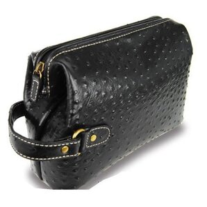 【ブラックフライデータイムセール】【送料込み】【限定】【新品】【税込み】牛革オーストリッチ型押し☆大容量☆ダレスセカンドバッグ BK