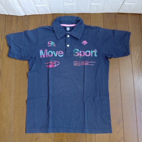 585【中古】DESCENTE GOLF デサントゴルフ ゴルフウェア 半袖ポロシャツ メンズサイズ M 紺