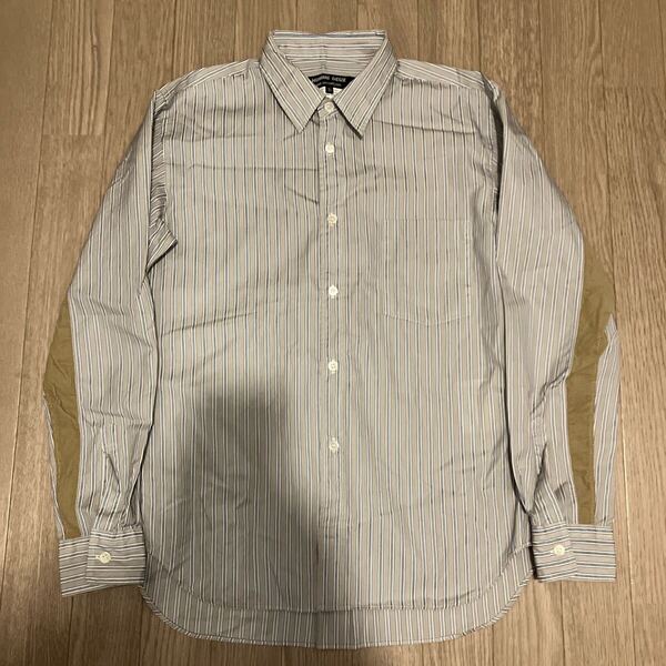★美品★COMME des GARCONS HOMME DEUXコムデギャルソンオムドゥ★切替ストライプシャツXSブルーBLUEブラウンBROWN長袖