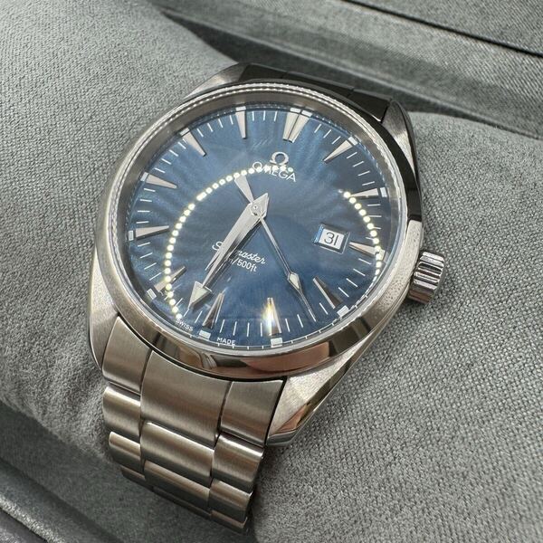 ★美品★送料無料★ OMEGA オメガ シーマスター SEA MASTER アクアテラ Aqua Terra 150 2517.80 ブルー文字盤 メンズ 腕時計 クオーツ