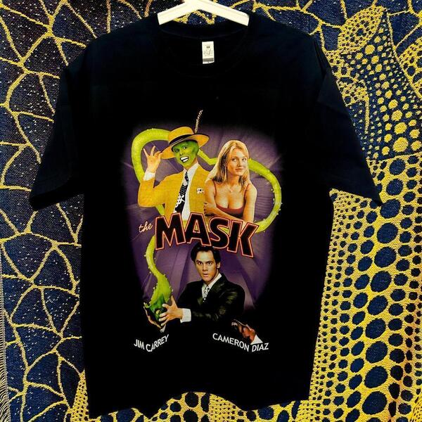 マスク 映画 半袖 reprint Tシャツ 新品 お洒落 XL 2XL 映画 MASK レトロ リプリント Tシャツ 半袖 メンズ 新品 個性的 黒 映画