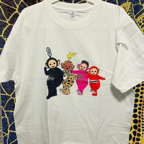 Teletubbies 半袖 Tシャツ 夏 新品 お洒落 XL 2XL ホワイト テレタビーズ ブランドロゴ リプリント Tシャツ 半袖 メンズ 新品 ホワイト
