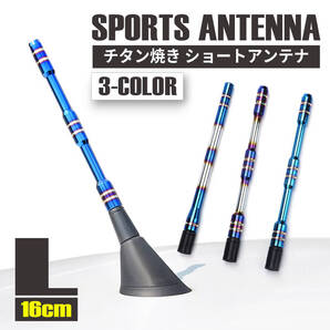 汎用スポーツアンテナ Lサイズ 16㎝ チタン焼きルック 選べる3色 適合車種多数 外装 カスタム ルーフ