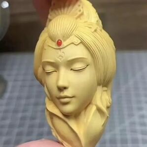 送料無料 仏教美術 新作 高級柘植木彫 大唐美人 天然木製ハンドメイド/細工彫刻 プレゼント/開運風水厄除け 根付 高さ6cm