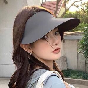 サンバイザー 日よけ 帽子 つば広 uvカット 折りたたみ 軽量 日焼け止め グレー