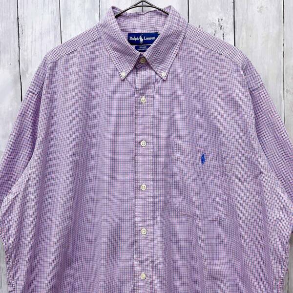 ラルフローレン Ralph Lauren 半袖シャツ メンズ ワンポイント チェックシャツ 胸ポケット BLAKE コットン100% Lサイズ 6-385