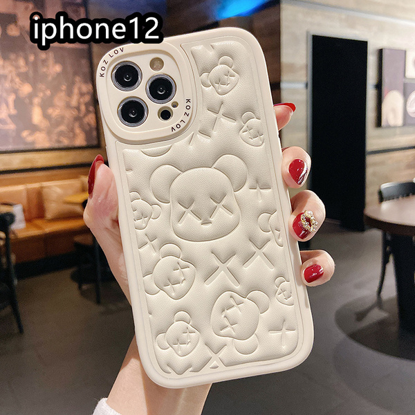 iphone12ケース カーバー TPU 可愛 お洒落 熊 軽量 ケース ホワイト3