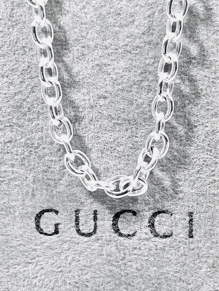 【美品】GUCCI オーバルチェーンネックレス シルバー925 男女兼 正規品、リング、ピアス、ブレスレット