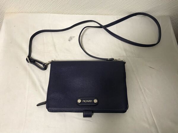 本物ピカードPICARD本革レザー2wayミニハンドクラッチショルダーポシェットバッグビジネスボディバックメンズレディース旅行紺ネイビー